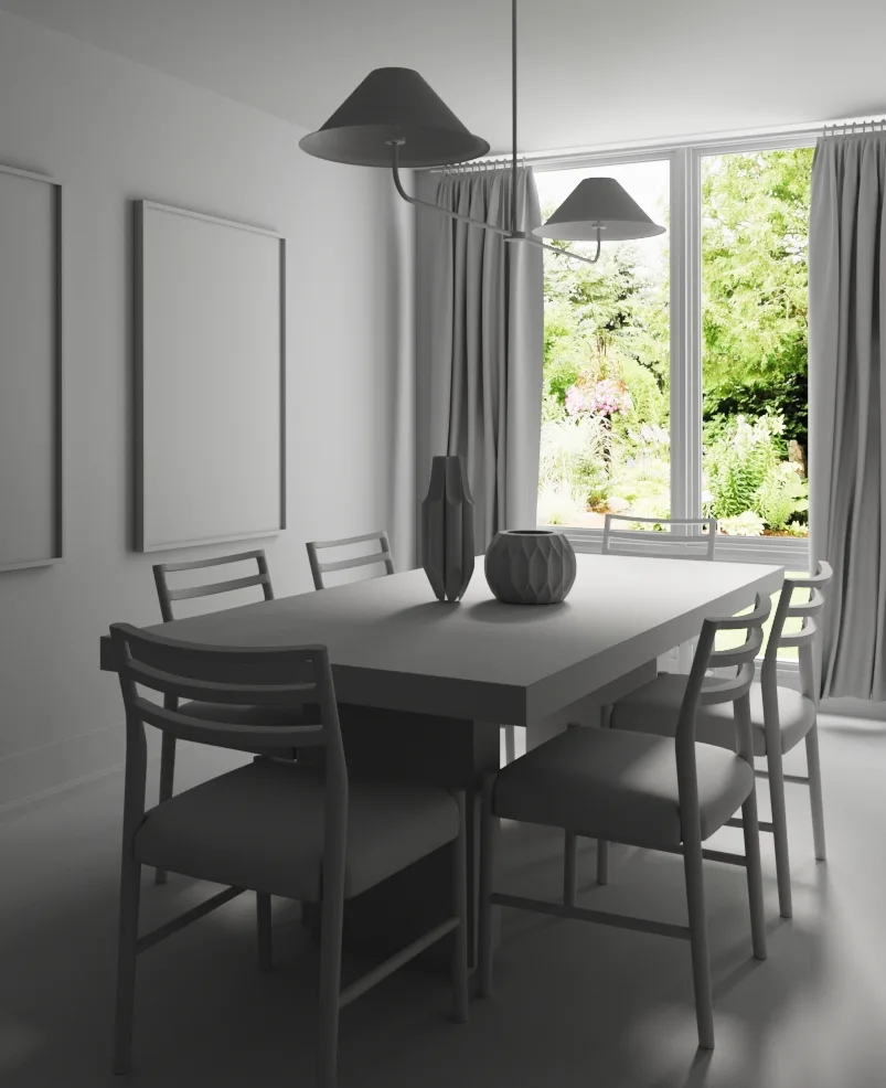 Modernes Esszimmer – Innenraumvisualisierung · Ansicht 1