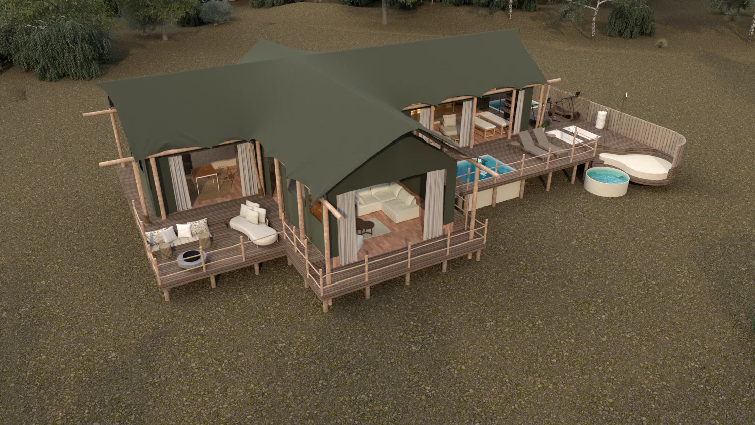 Safari-Zelt-Interieur – Barefoot Luxury Lodge · Ansicht 2