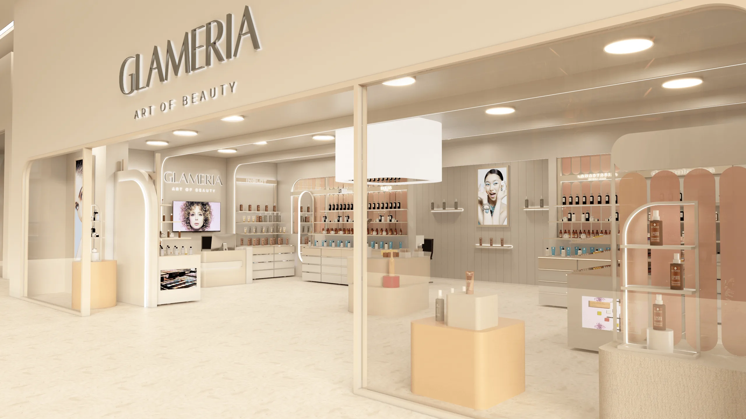 Glameria Store – Innenraumdesign · Ansicht 1