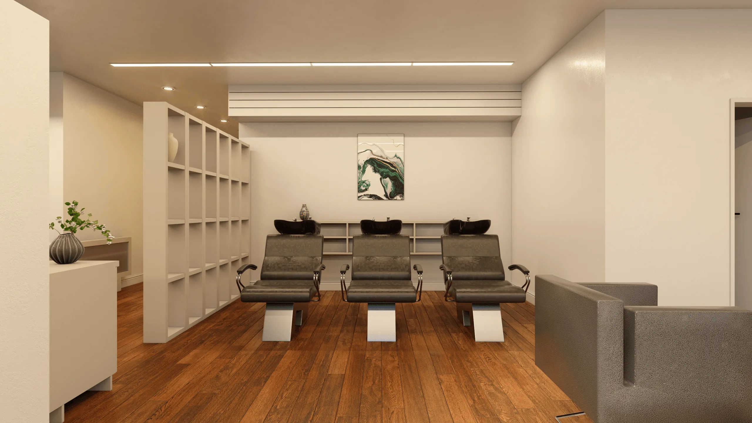 Friseursalon-Innenraumdesign · Ansicht 1