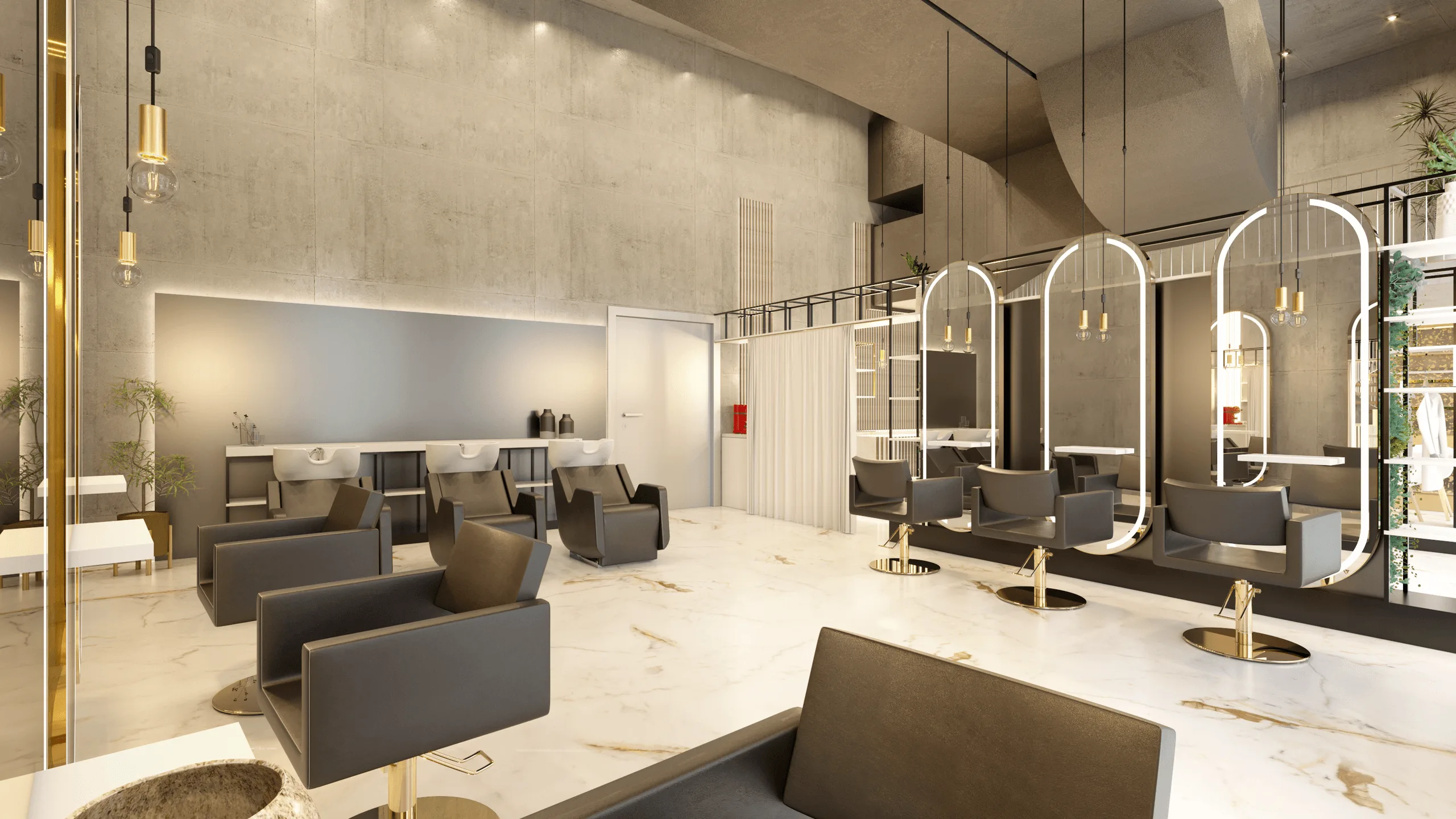Franklinturm Oerlikon – Salon-Innenraumvisualisierung · Ansicht 1