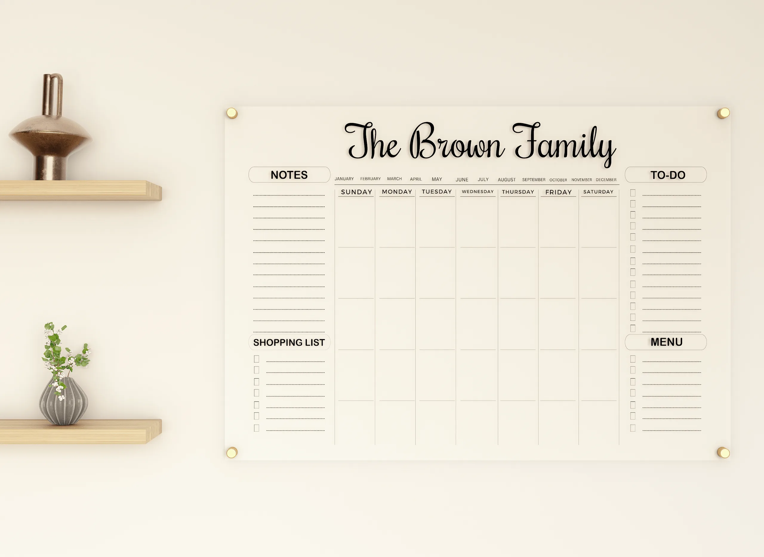 Individueller Familien-Wandkalender aus Acryl · Ansicht 1