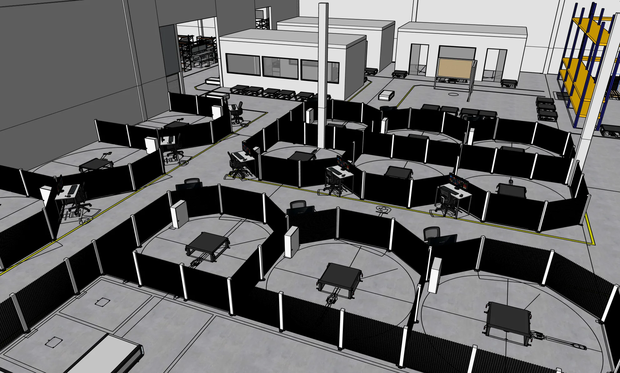 Fabrikhalle – 3D-Modellierung für Prozesslayout · Ansicht 1