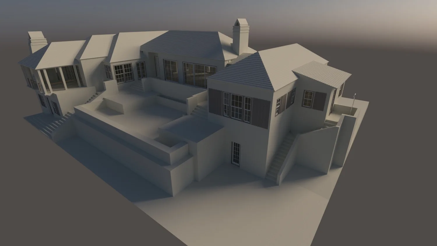 Architektonisches Basismodell eines Wohnhauses · Ansicht 2
