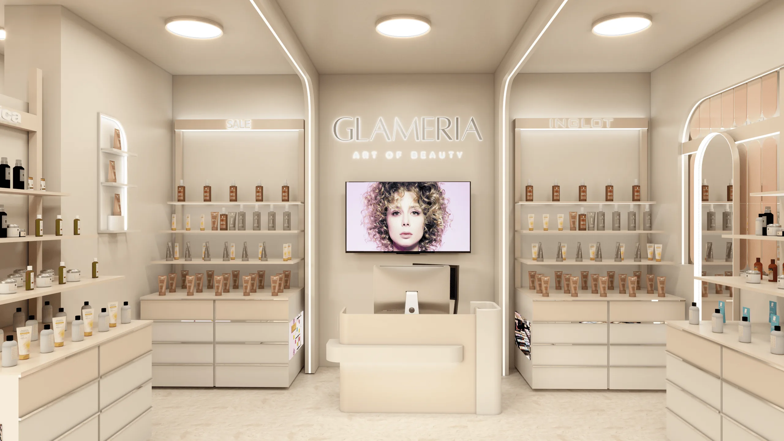 Glameria Store – Innenraumdesign · Ansicht 2