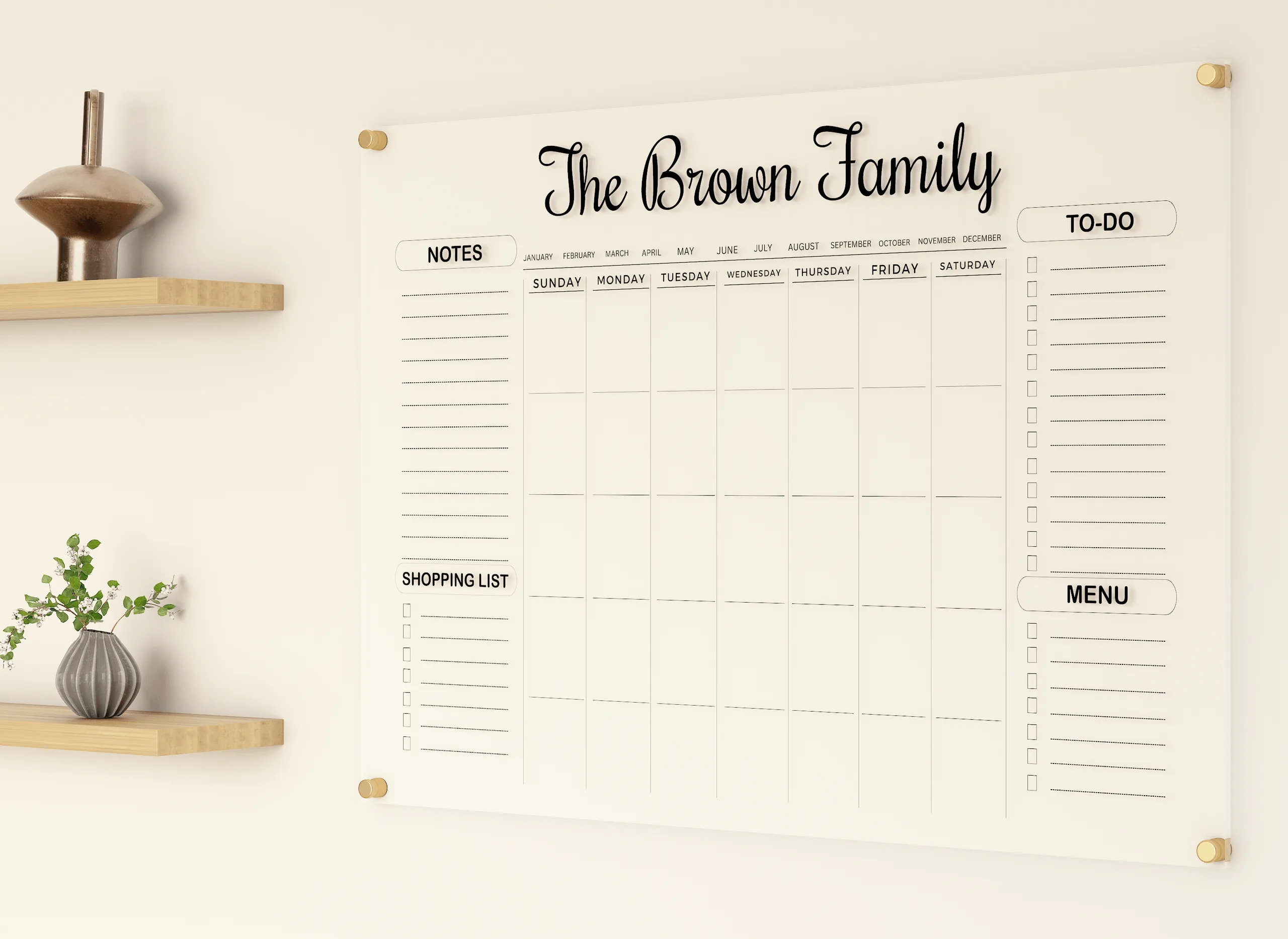 Individueller Familien-Wandkalender aus Acryl · Ansicht 2