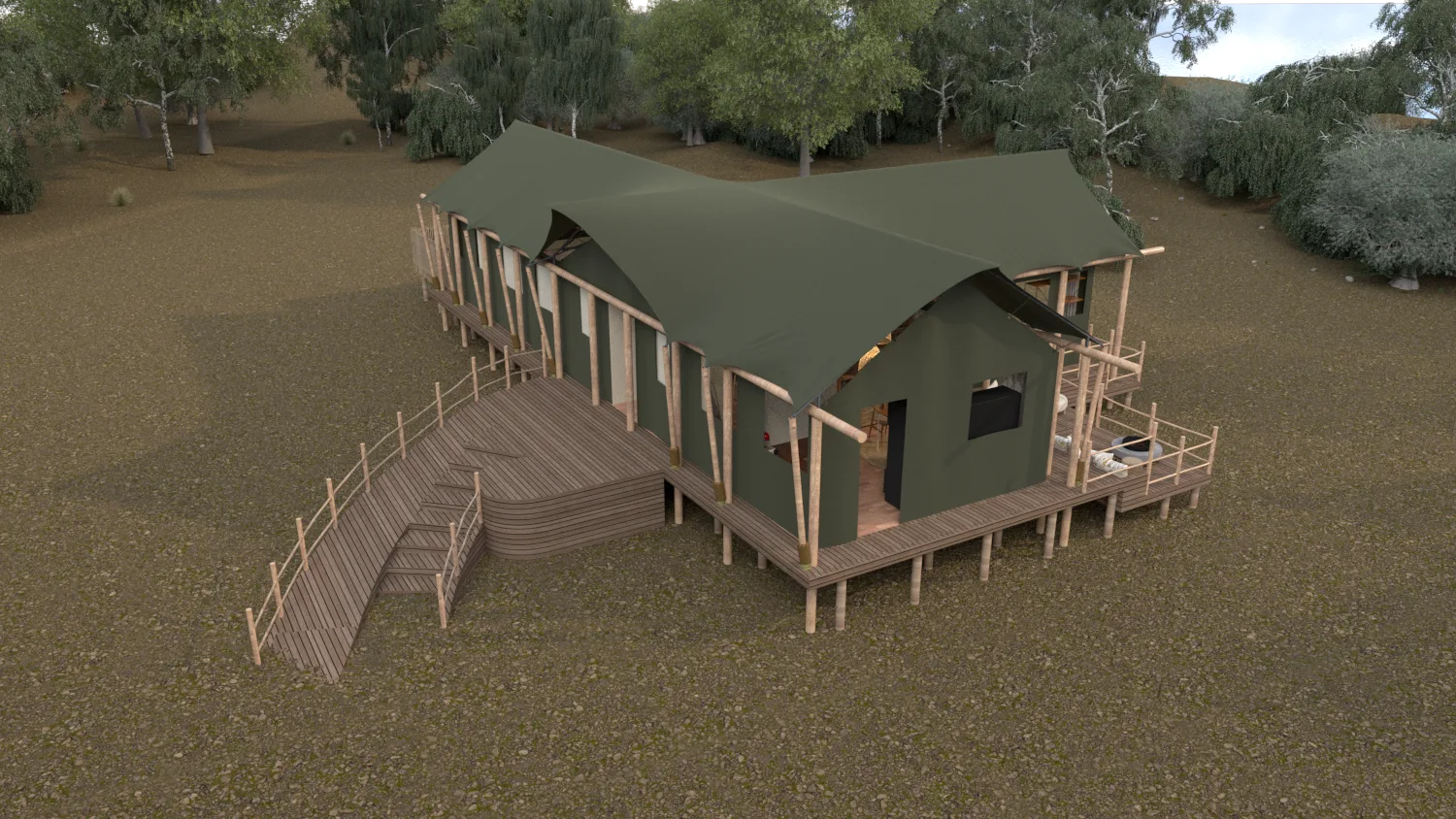 Safari-Zelt-Interieur – Barefoot Luxury Lodge · Ansicht 3