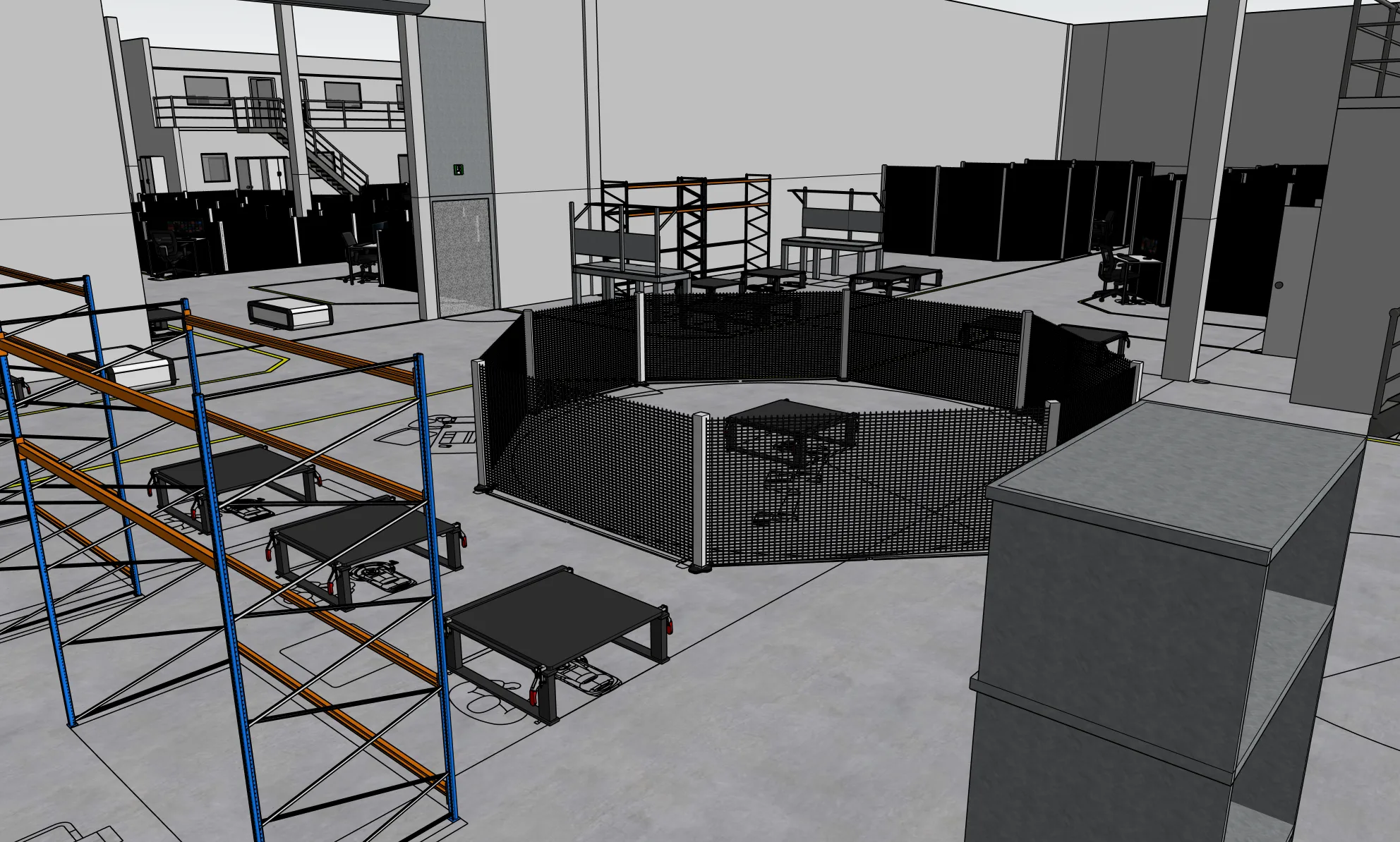 Fabrikhalle – 3D-Modellierung für Prozesslayout · Ansicht 2