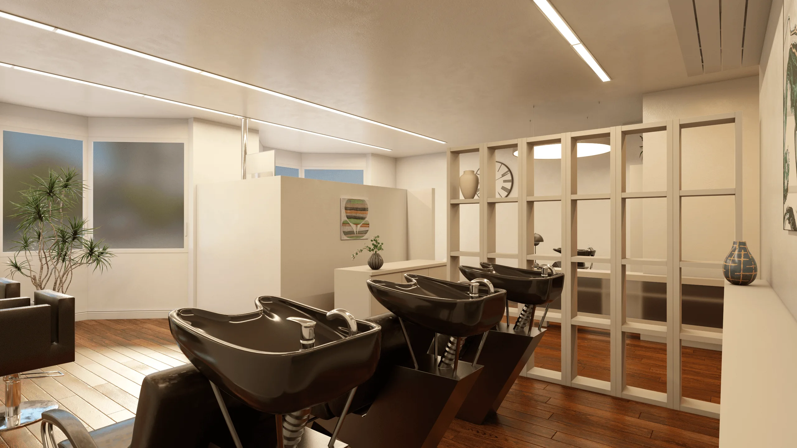 Friseursalon-Innenraumdesign · Ansicht 2