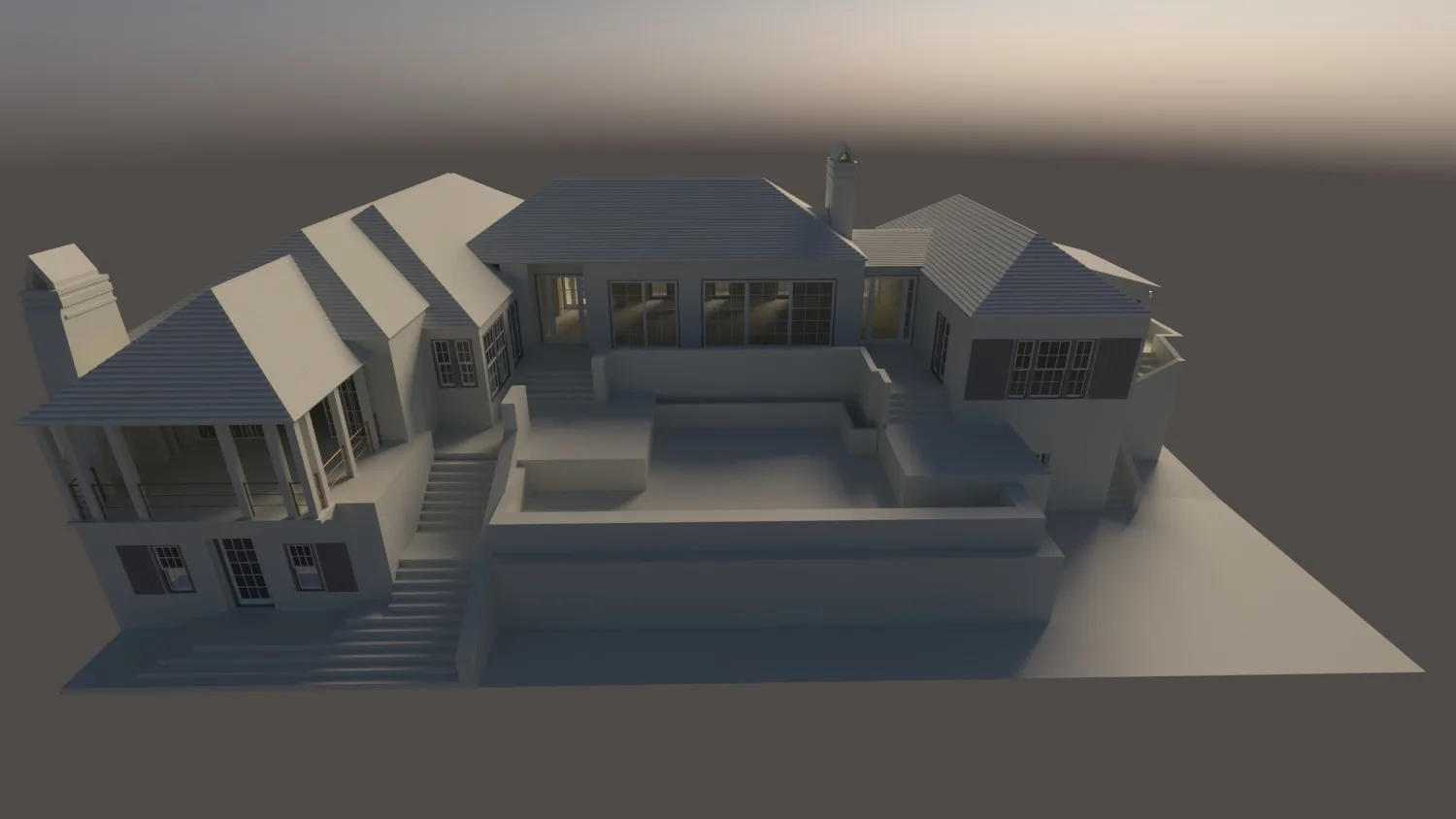 Architektonisches Basismodell eines Wohnhauses · Ansicht 3