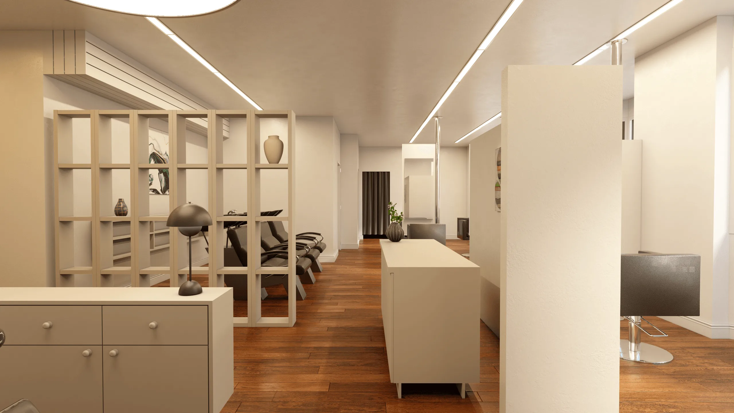 Friseursalon-Innenraumdesign · Ansicht 3
