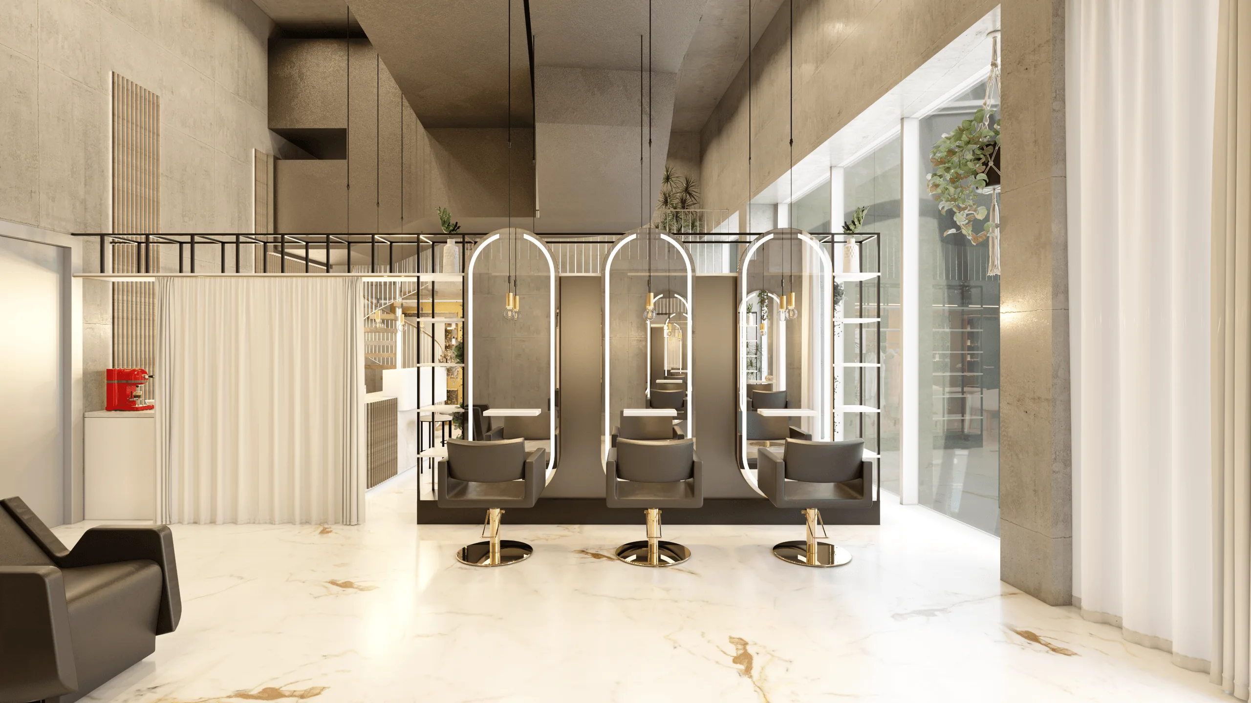 Franklinturm Oerlikon – Salon-Innenraumvisualisierung · Ansicht 3