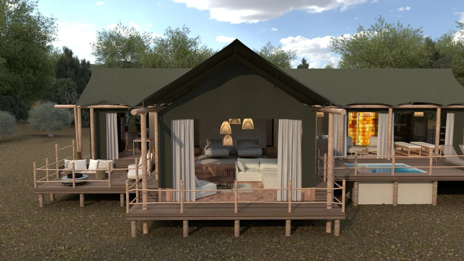 Safari-Zelt-Interieur – Barefoot Luxury Lodge · Ansicht 4