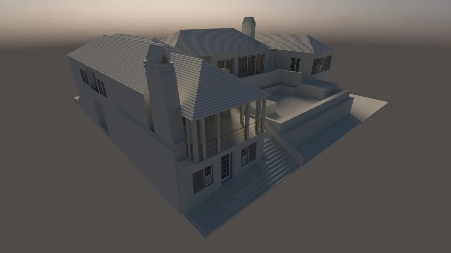 Architektonisches Basismodell eines Wohnhauses · Ansicht 4