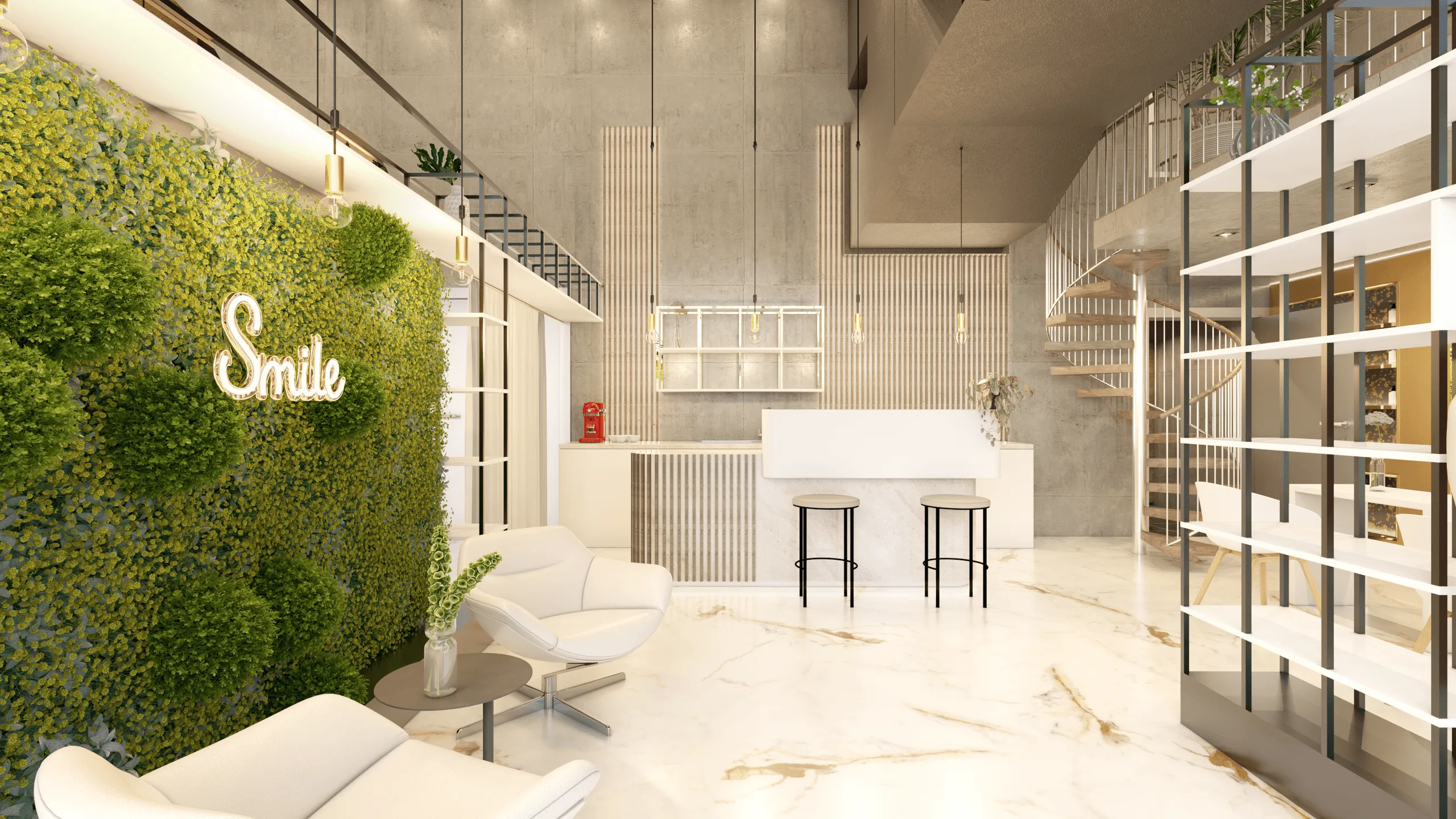 Franklinturm Oerlikon – Salon-Innenraumvisualisierung · Ansicht 4