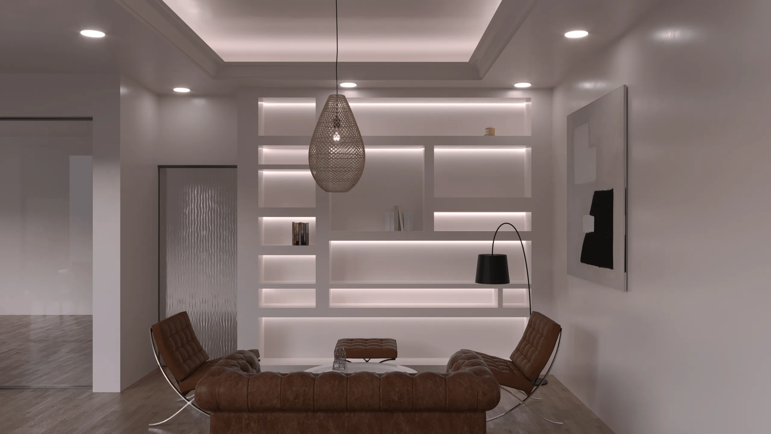 Modernes Japandi-Wohnzimmer – Innenraumvisualisierung · Ansicht 5