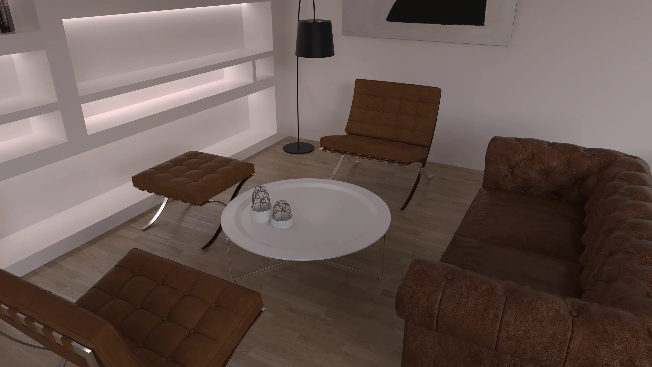 Modernes Japandi-Wohnzimmer – Innenraumvisualisierung · Ansicht 6