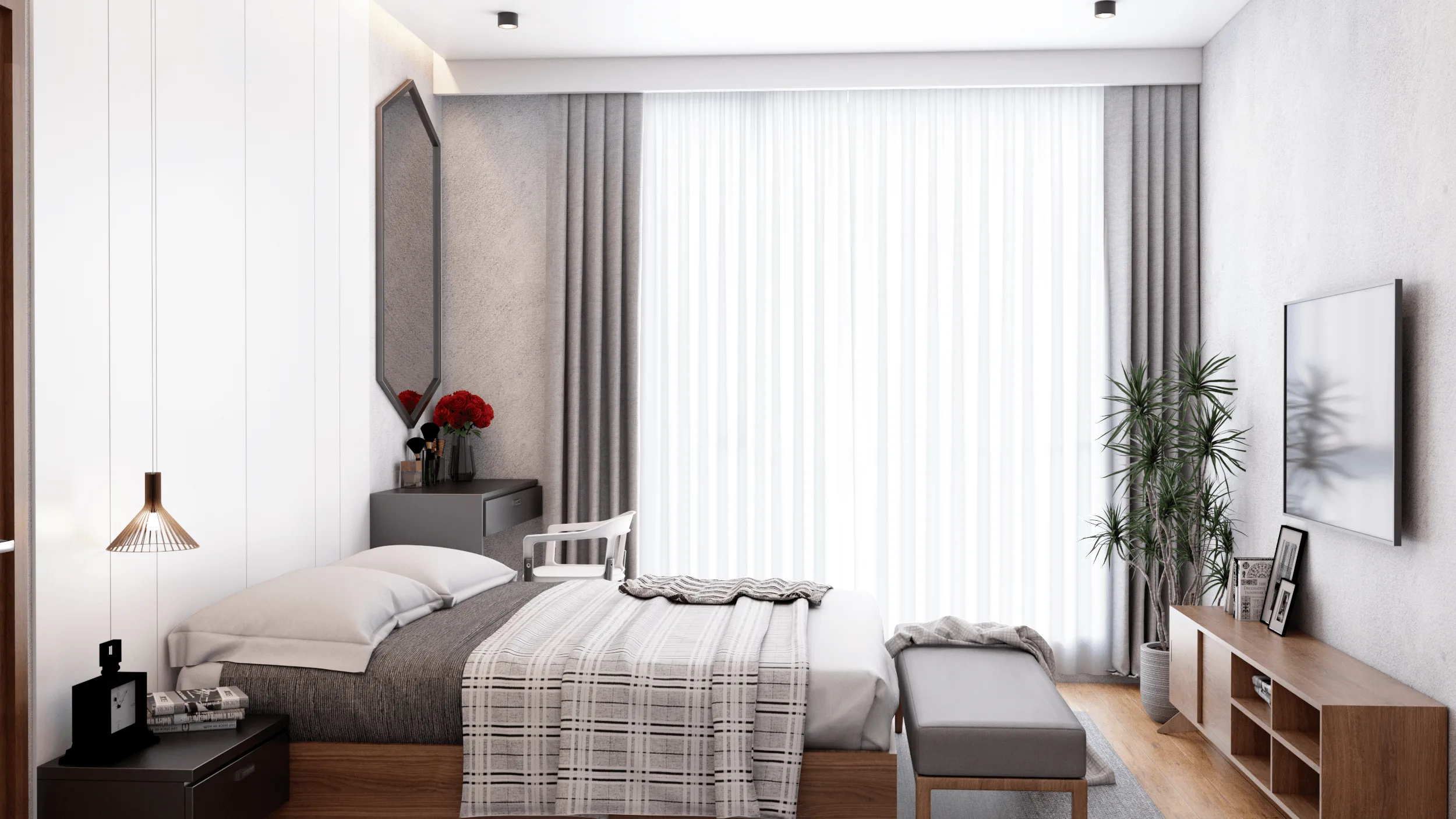 Moderne Apartment-Innenraumvisualisierung