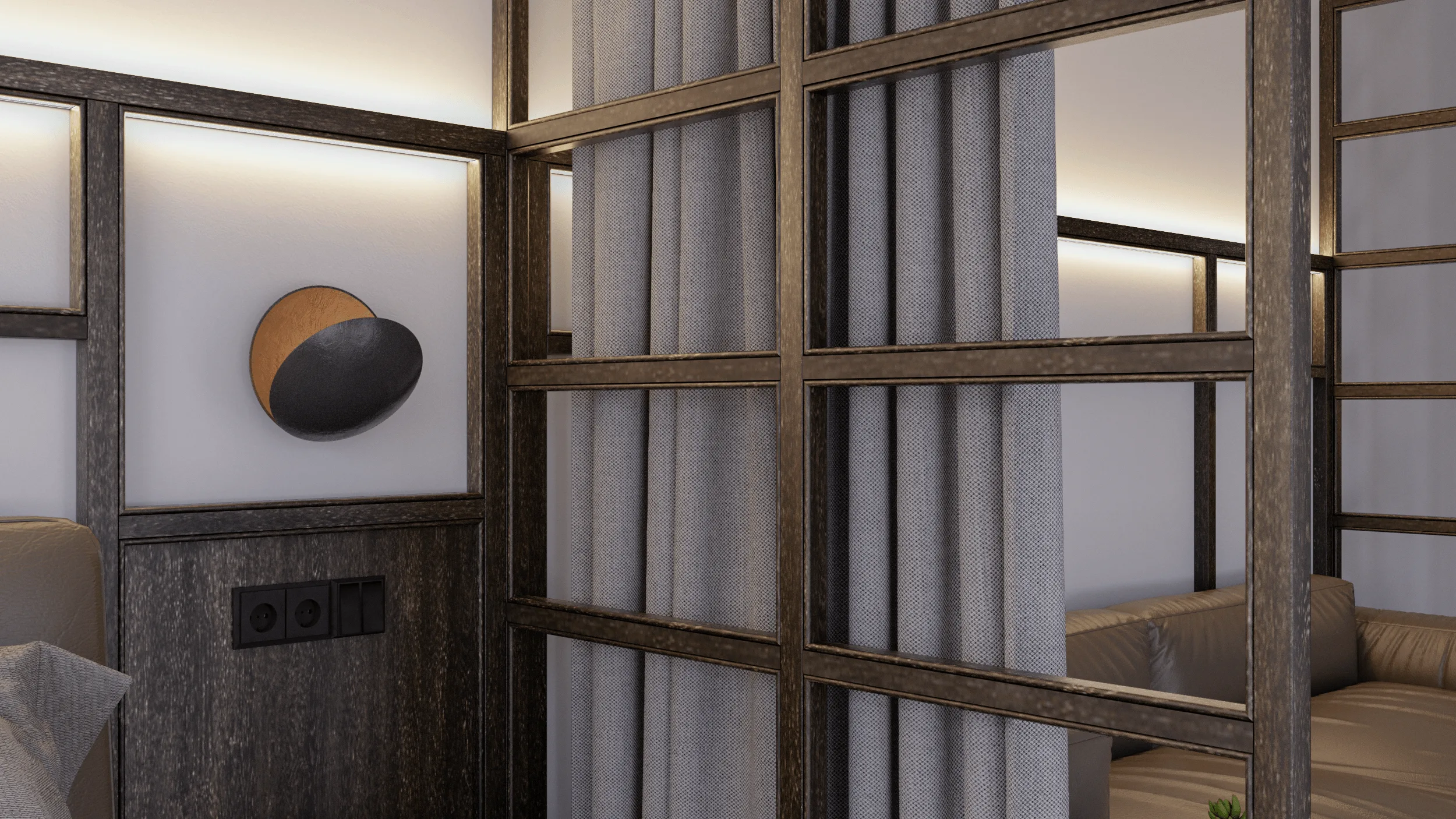 Kompaktes Studio-Apartment – Innenraumvisualisierung · Ansicht 1
