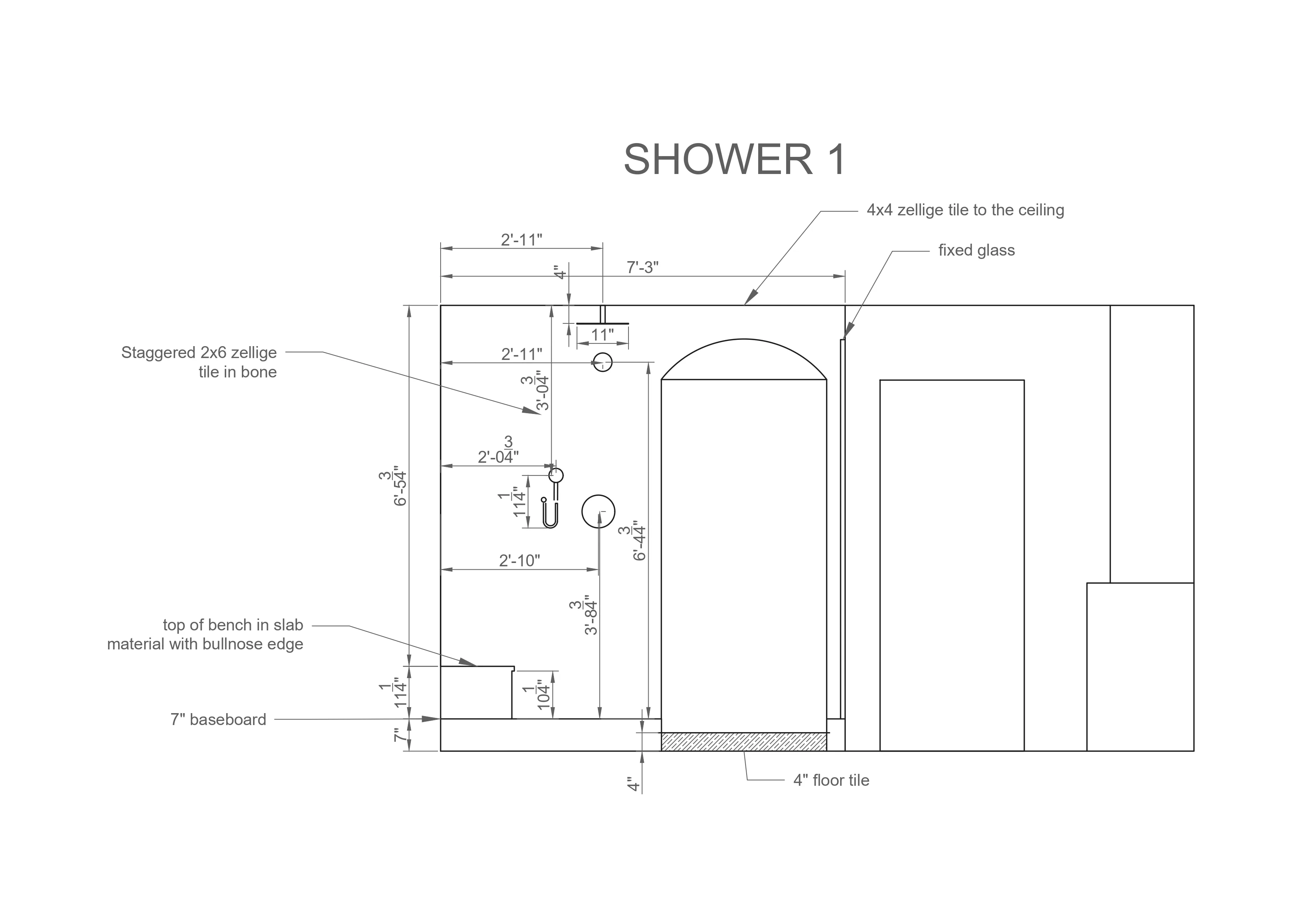 Master-Badezimmer – 2D-Zeichnungssatz · Ansicht 3