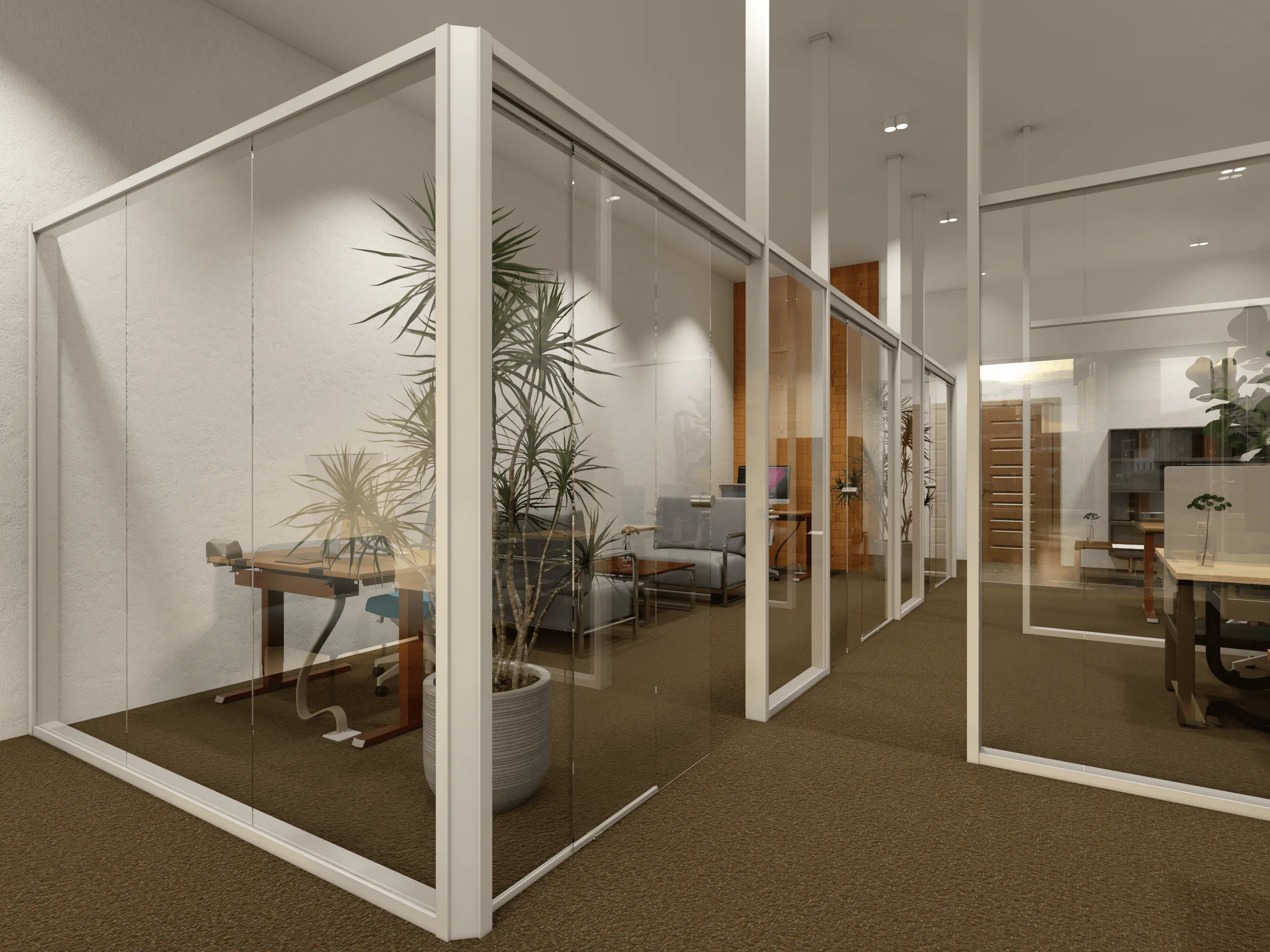 Bürointerieur mit Glastrennwandsystem · Ansicht 1