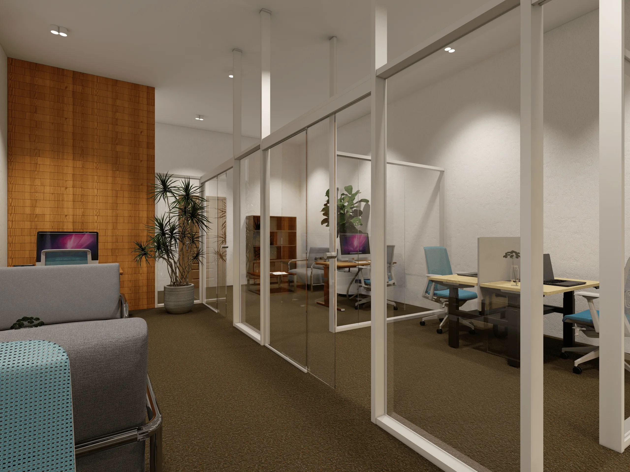 Bürointerieur mit Glastrennwandsystem · Ansicht 2