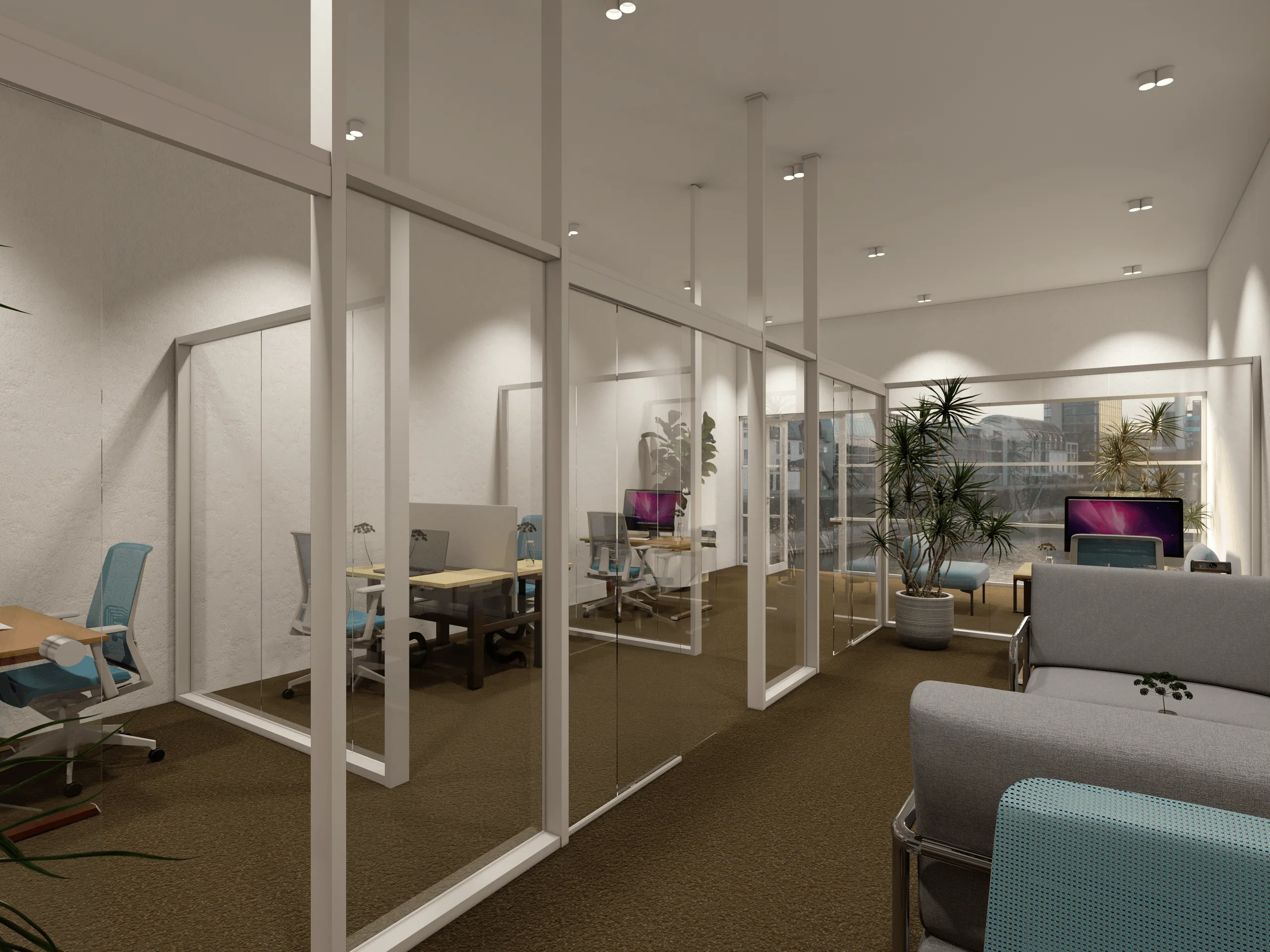 Bürointerieur mit Glastrennwandsystem · Ansicht 3