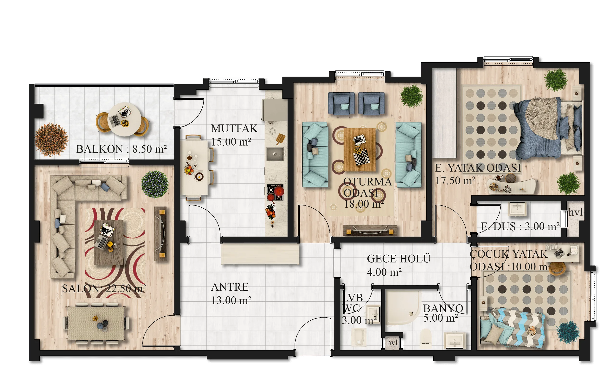 Wohnungsgrundriss – 2D-Visualisierung · Ansicht 4