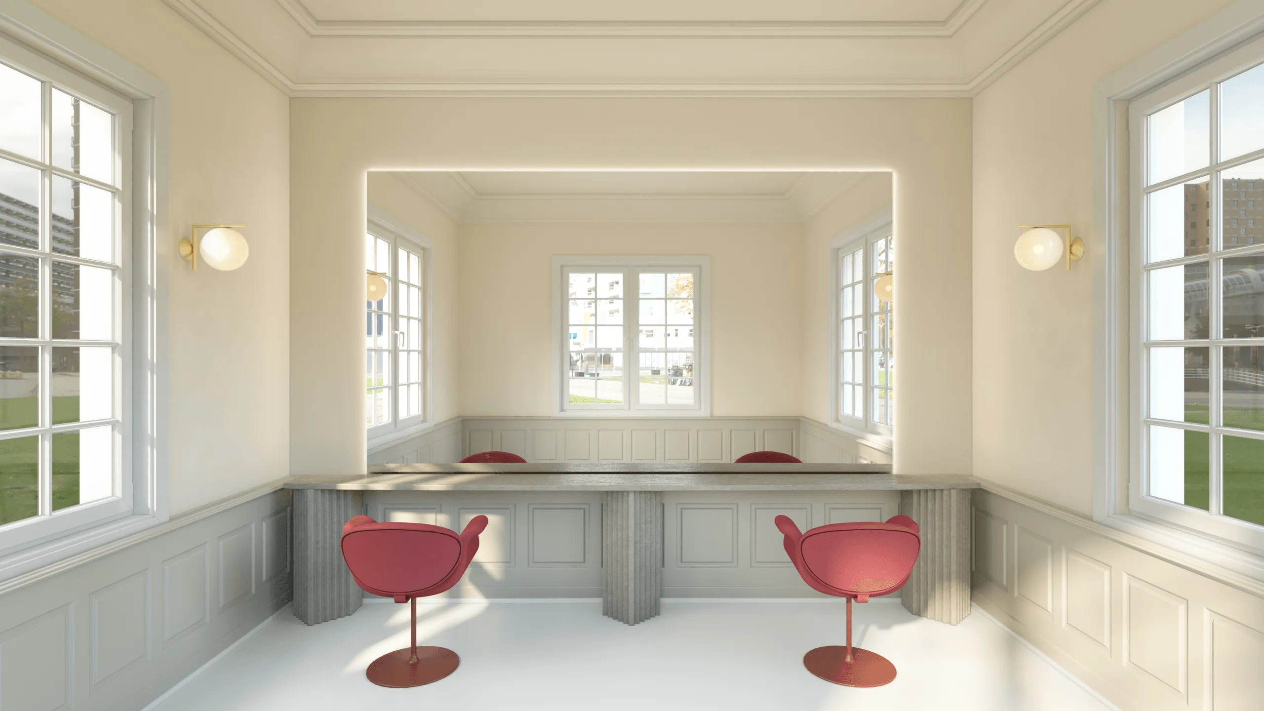 Weisses Schloss – Travertin-Stylingwand-Visualisierung