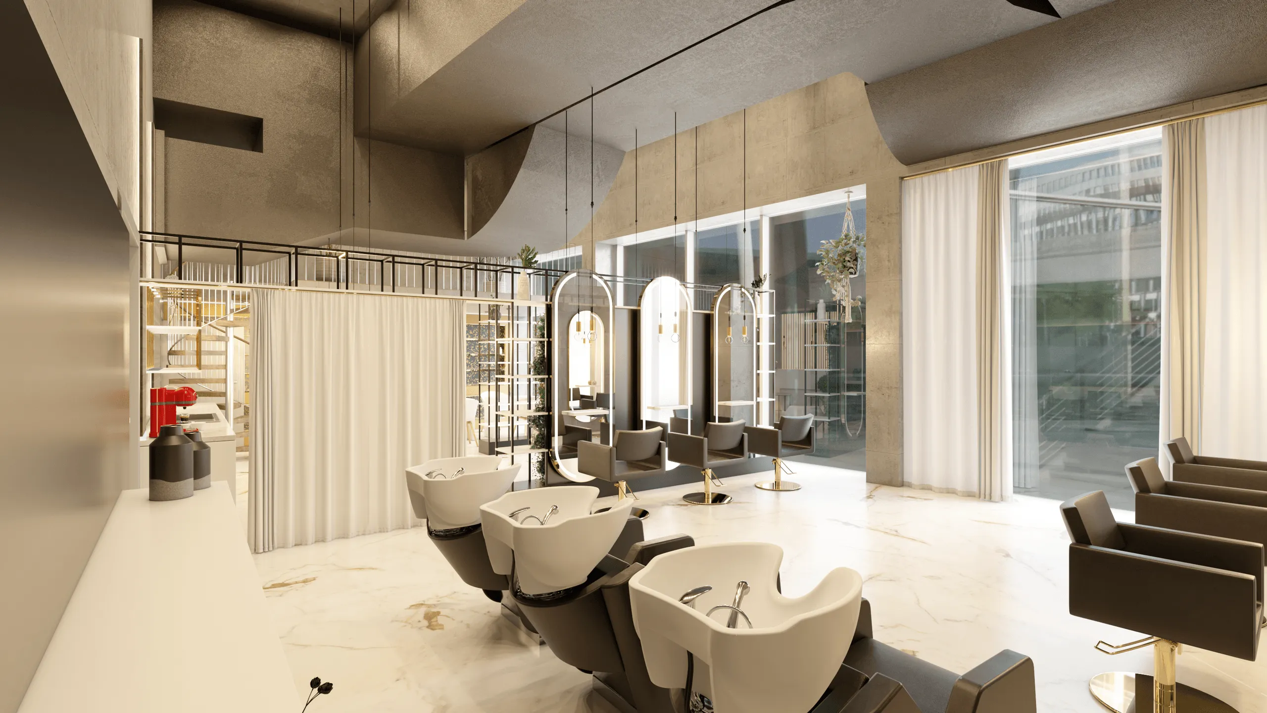 Franklinturm Oerlikon – Salon-Innenraumvisualisierung