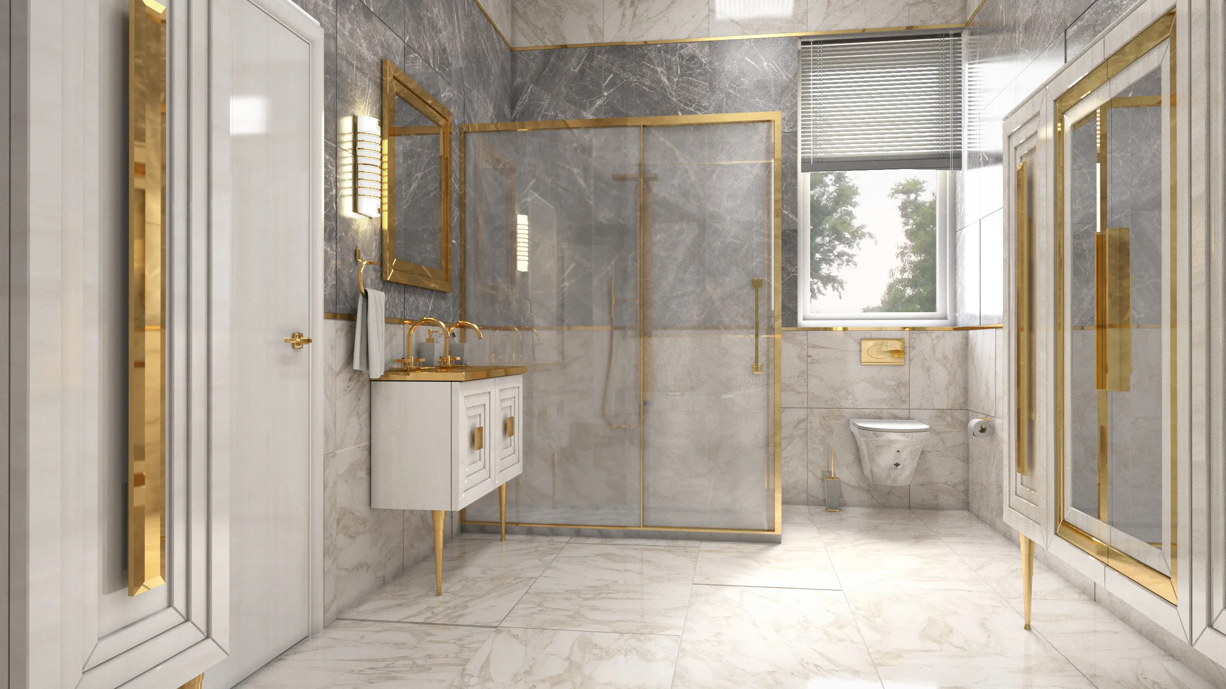 Luxuriöses Gold-Badezimmerdesign