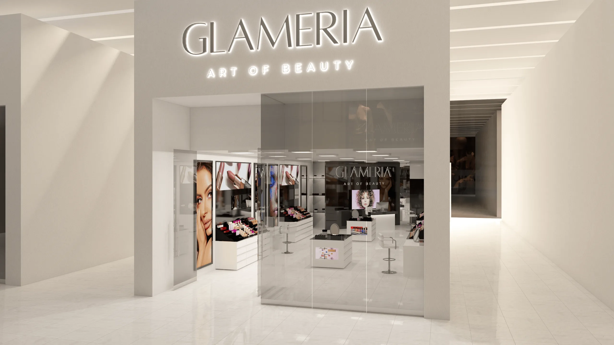 Glameria Studio – Kosmetikgeschäft im Einkaufszentrum