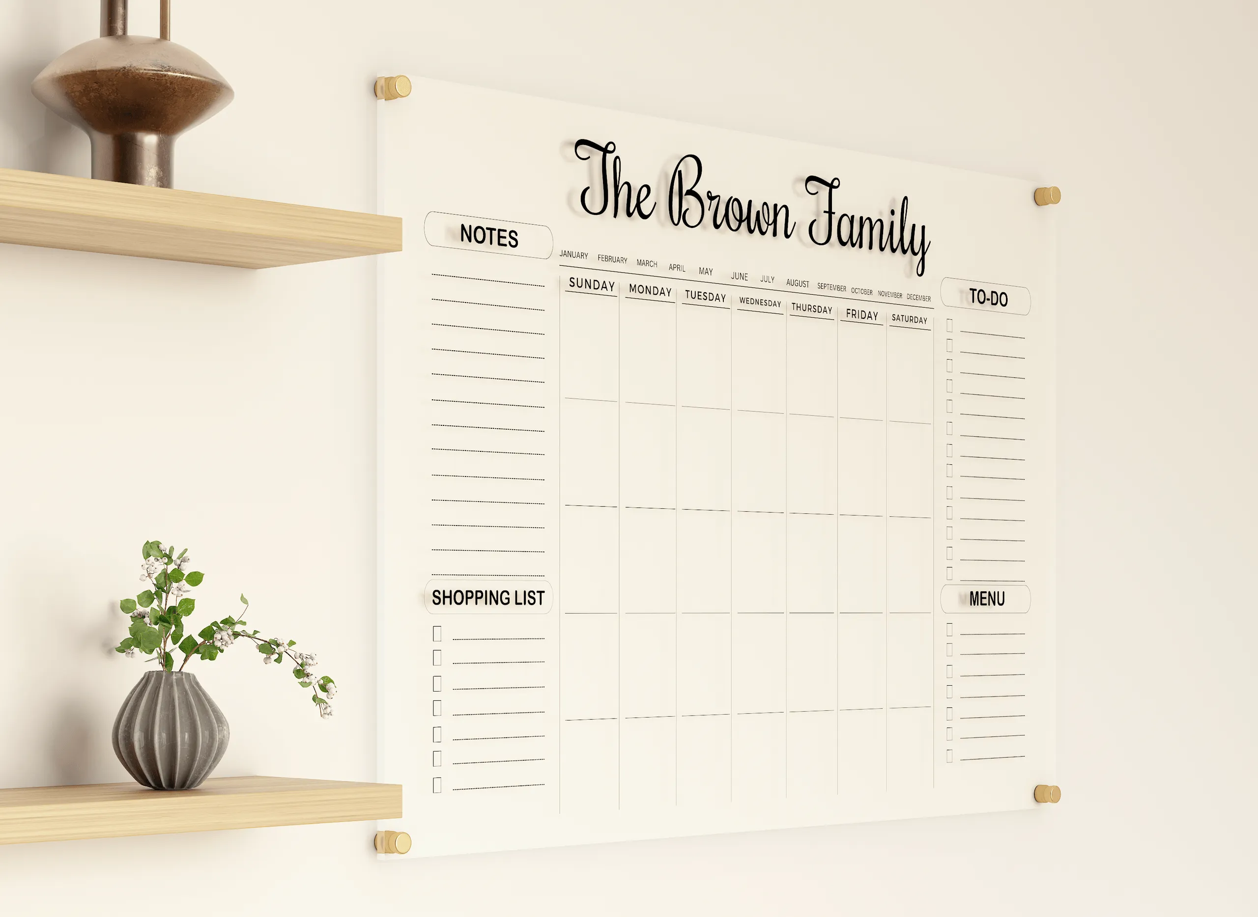 Individueller Familien-Wandkalender aus Acryl