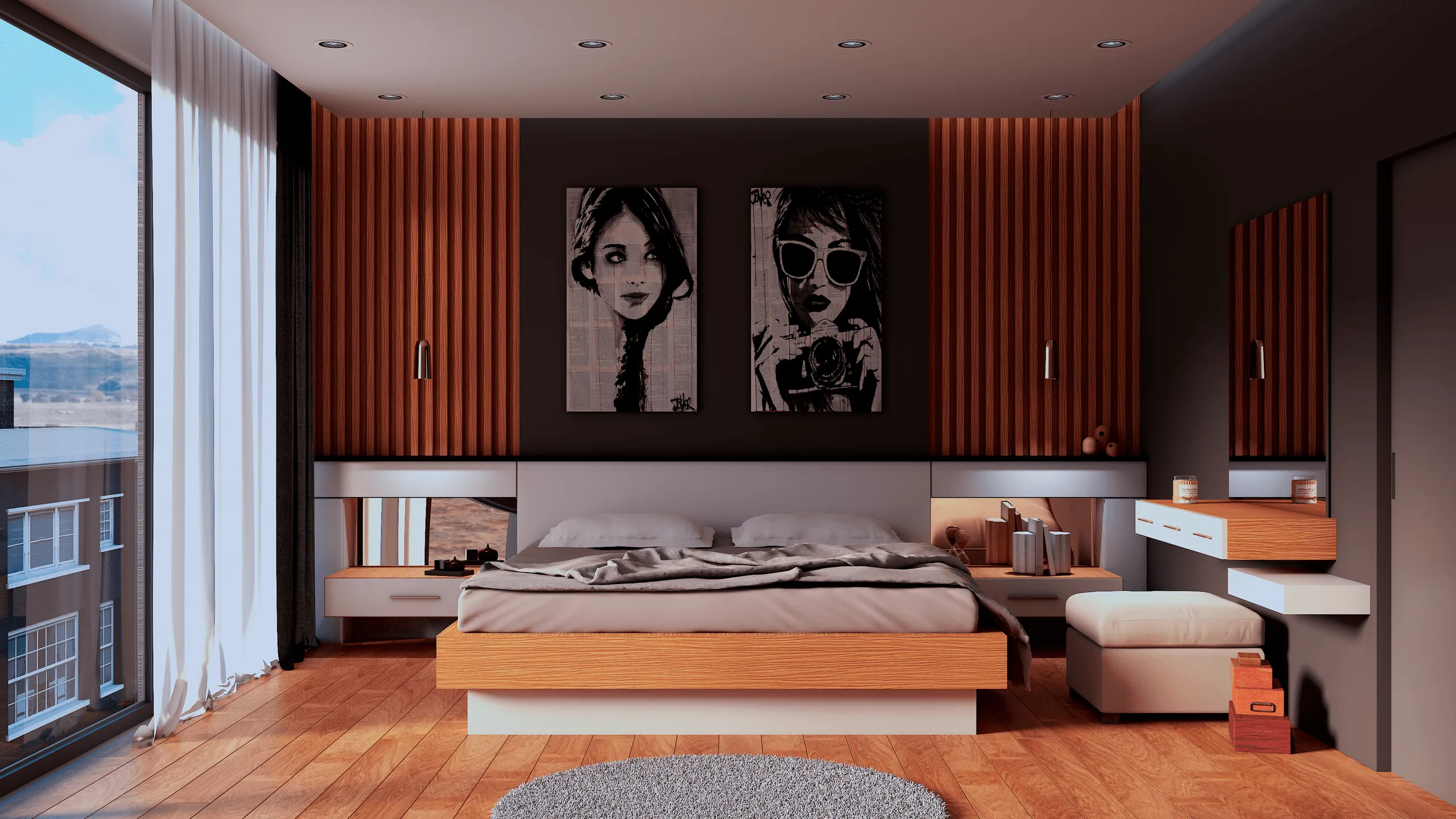 Modernes Schlafzimmer – Innenraumvisualisierung