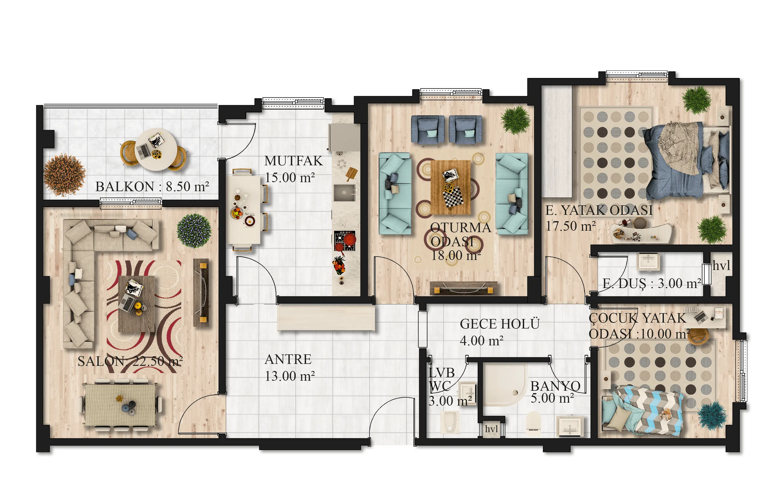 Wohnungsgrundriss – 2D-Visualisierung