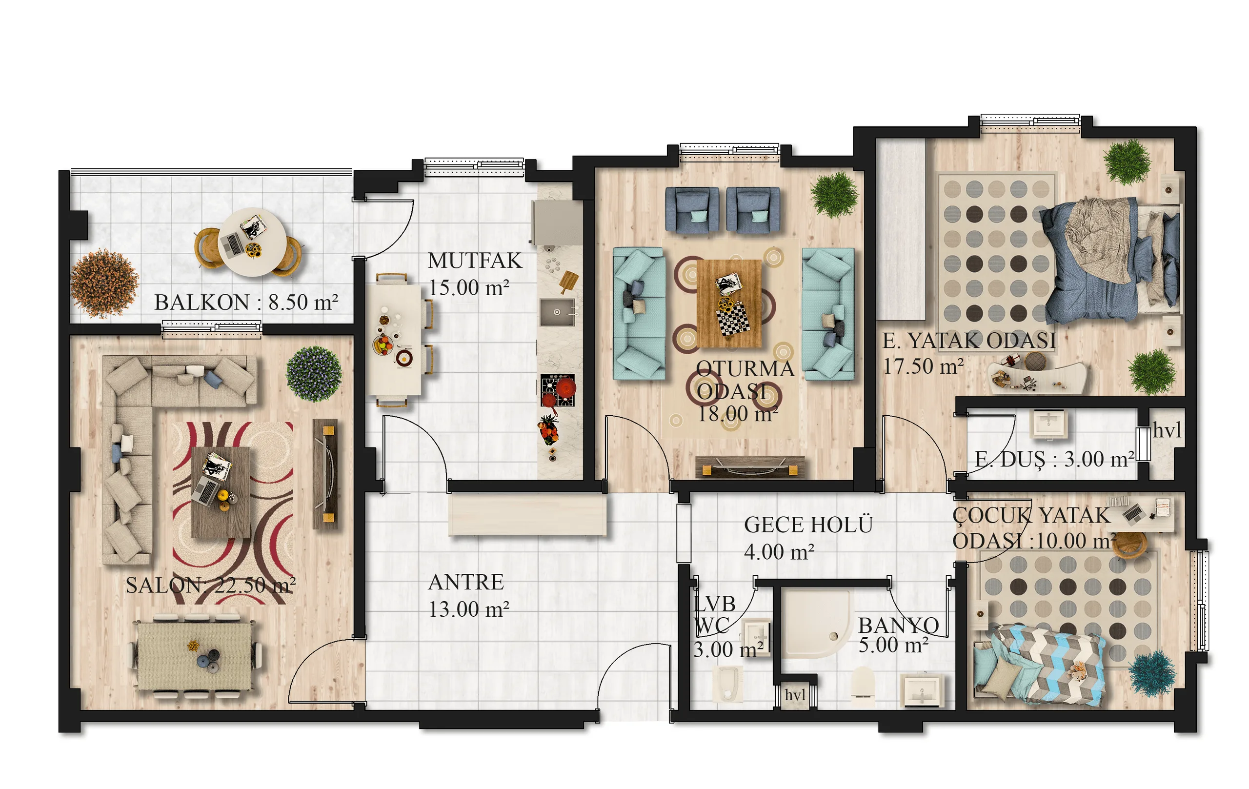 Wohnungsgrundriss – 2D-Visualisierung