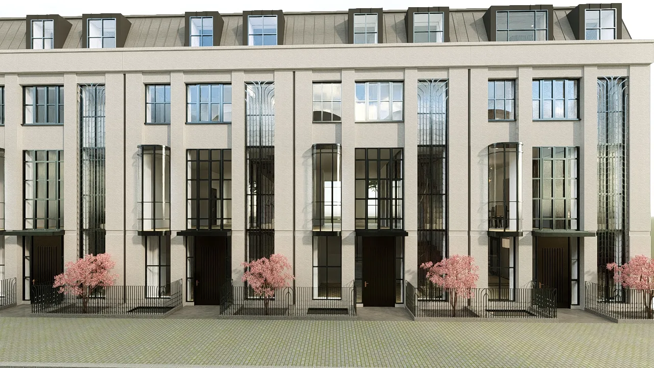 3D-Architektur-Walkthrough – sechsgeschossiges Reihenhaus