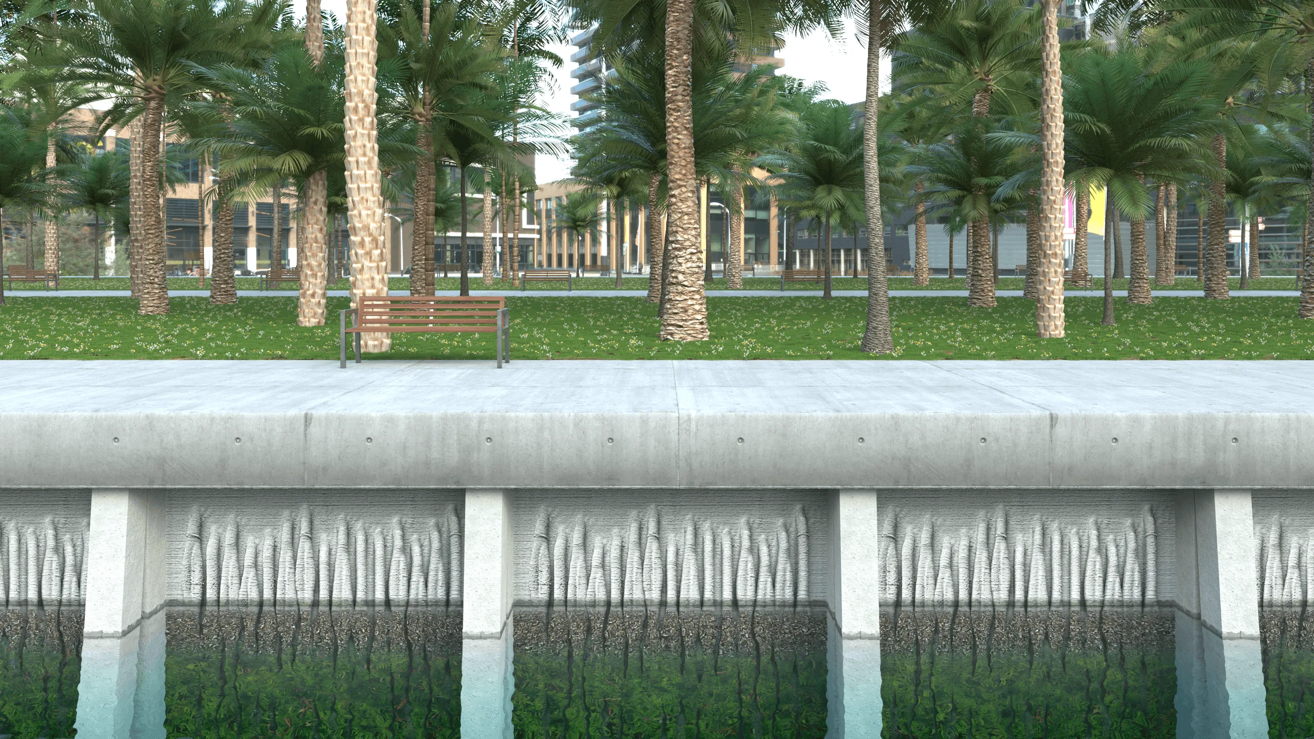 Architektonische Renderings von Seawalls
