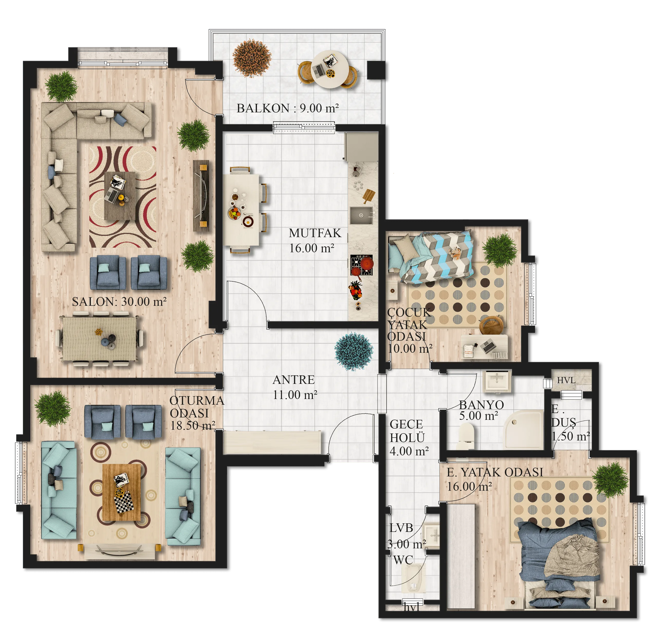 Wohnungsgrundriss – 2D-Visualisierung · Ansicht 5