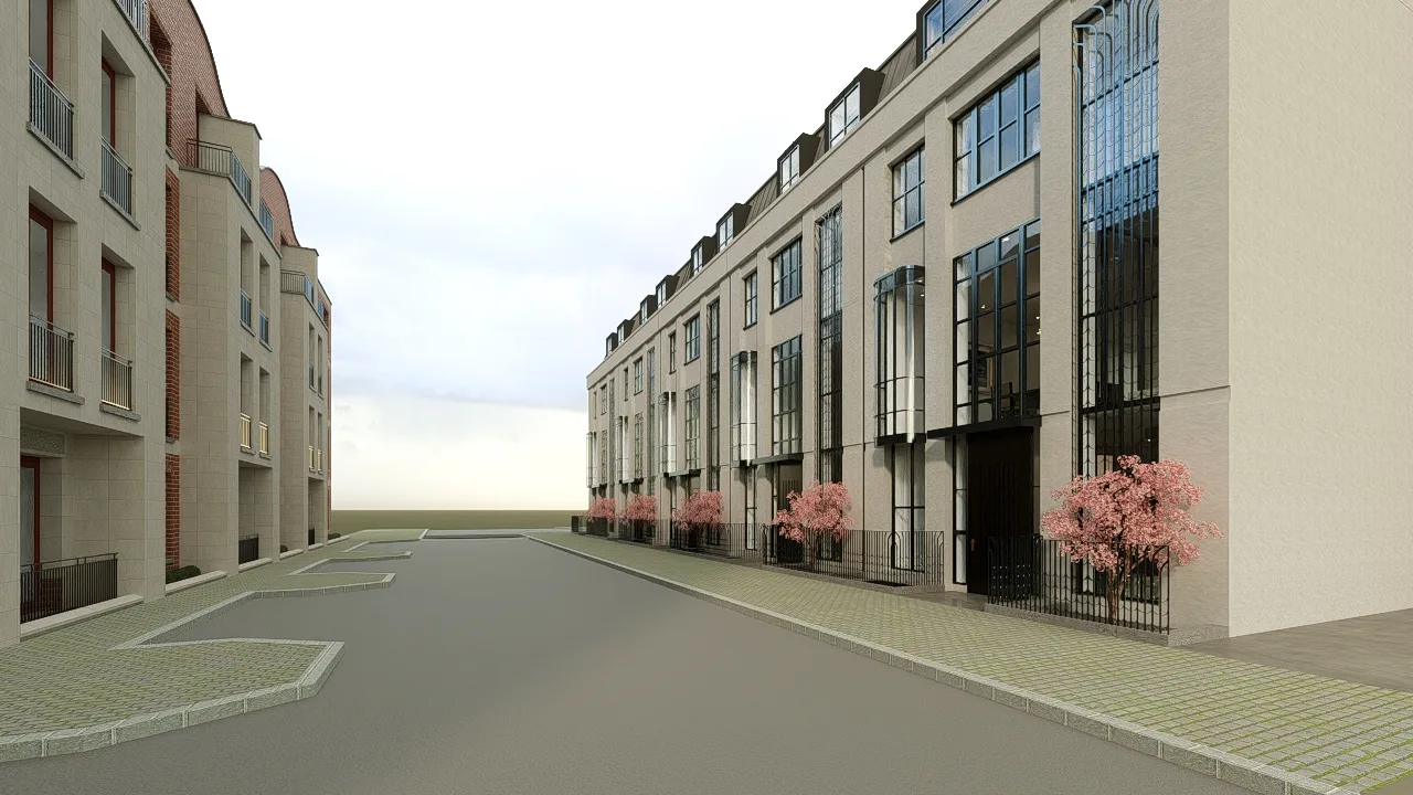 3D-Architektur-Walkthrough – sechsgeschossiges Reihenhaus